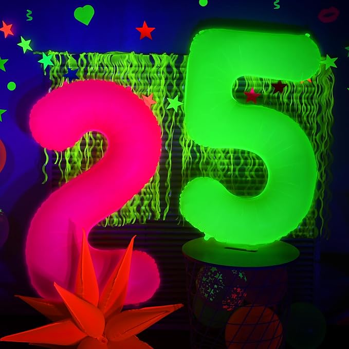 Mega-L Glow in The Dark Party Supplies, 40 Inch Yellow Number 9 Balloon | Glow - Image 9
