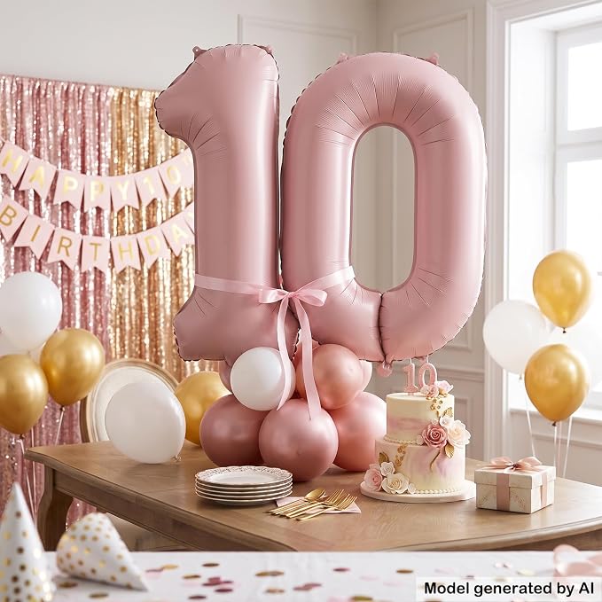 40" Light Pink Foil Number 10 Balloon - Image 5