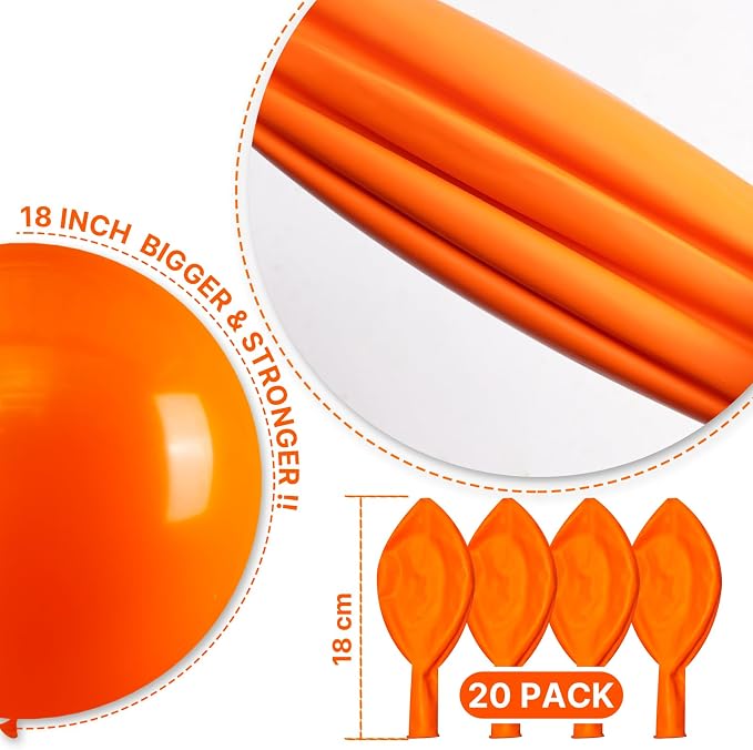 PartyWoo Orange Balloons 20pcs Fall Latex Helium Balloons 18 Inch | Birthday - Image 6