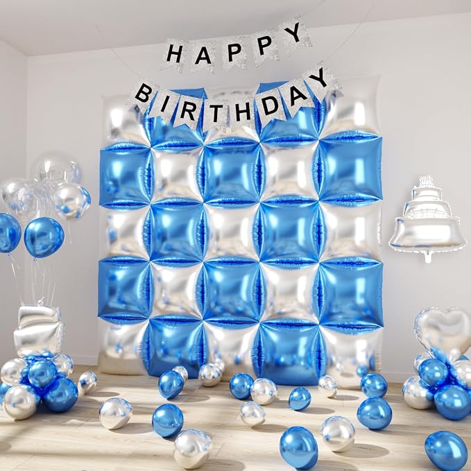 Blue and Silver Balloons Wall Tunnel Backdrop Double Sided Blue Silver Balloon - Image 7