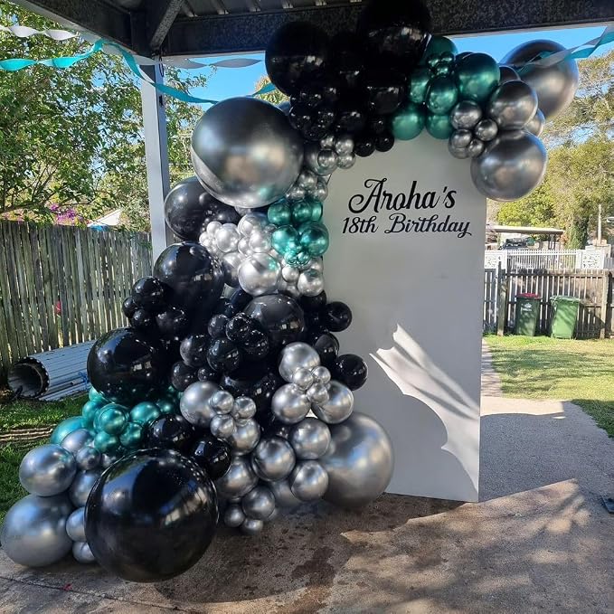 Black and Silver Balloons Arch Kit - Image 9