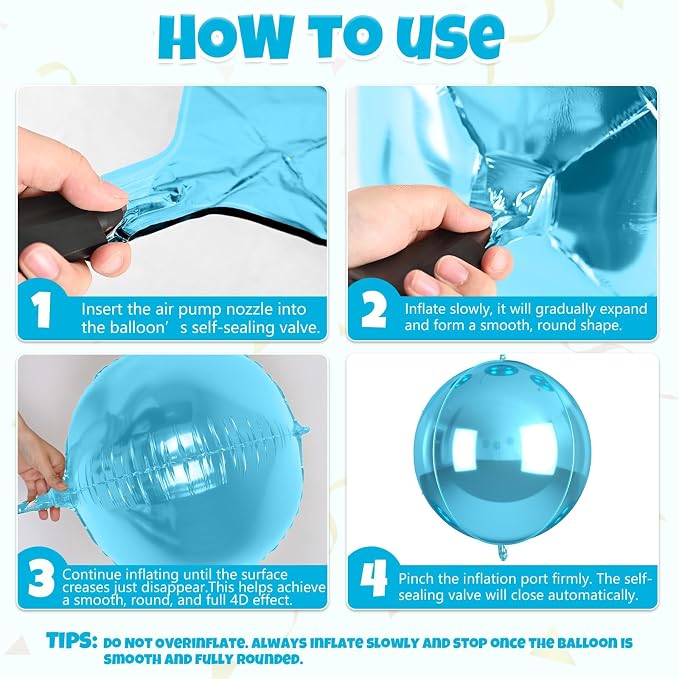 12Pcs Light Blue Round Balloons Foil, Big Metallic Blue Balloons - Image 7