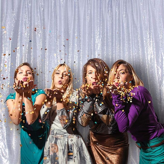 SquarePie 8x10ft Silver Sequin Backdrop, High Density Non-Transparent Glitter - Image 9