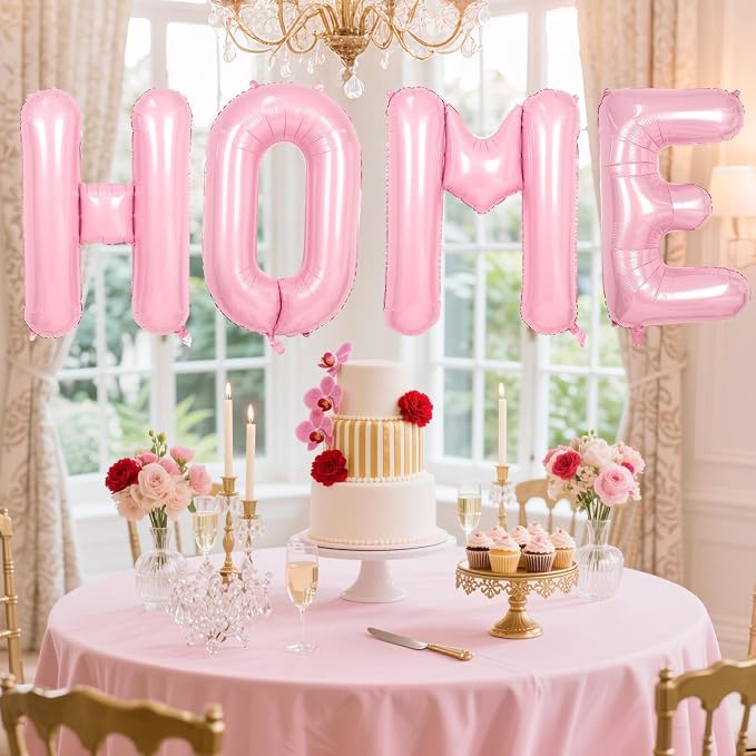 Pink HOME Balloons 40 Inch, Large HOME Letter Banner - Image 9