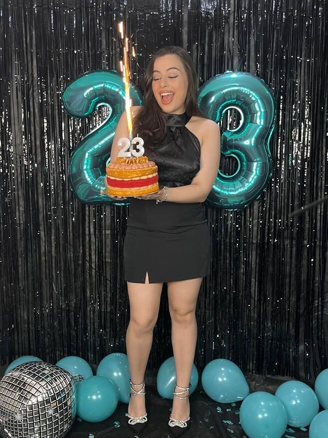 Teal Blue Number 3 Balloon 40 inch, Balloon numbers party supplies, deco photo - Image 6