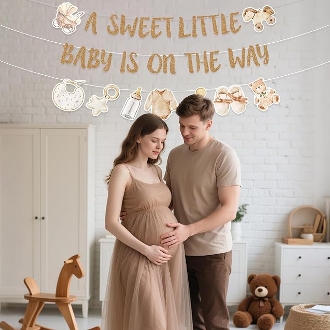 Neutral Gold Baby Shower Party Decorations Boho Beige Baby Shower Banner - Image 7