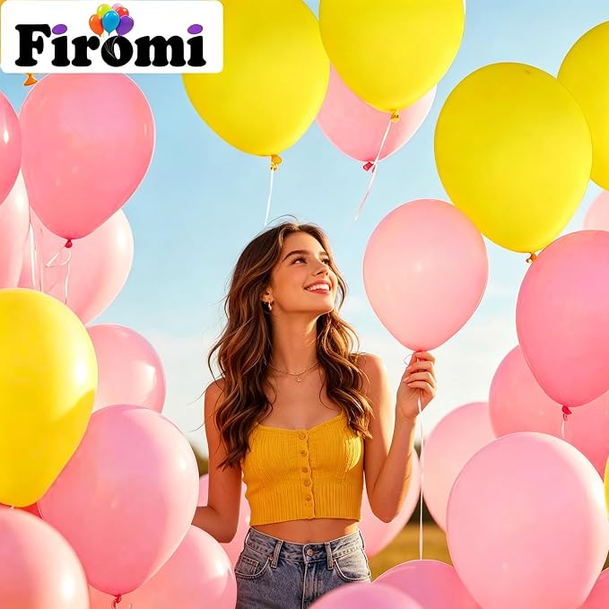 Firomi Matte Latex Yellow Balloons 12-inch 100 Pack | Big Helium Round Yellow - Image 5