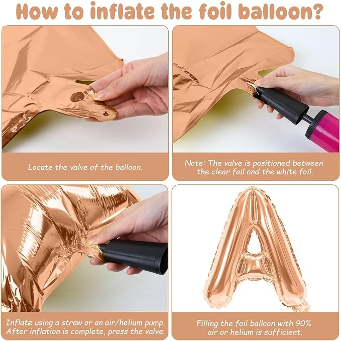 29PC Rose Gold Happy Birthday Balloon Banner, 16 Inch 3D Aluminum Letter Banner - Image 8