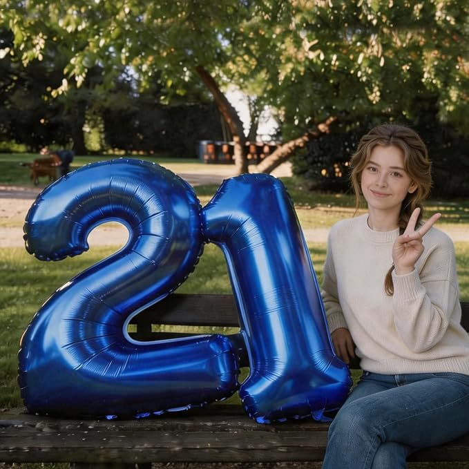 Number Balloons Navy Blue Balloons - Image 7