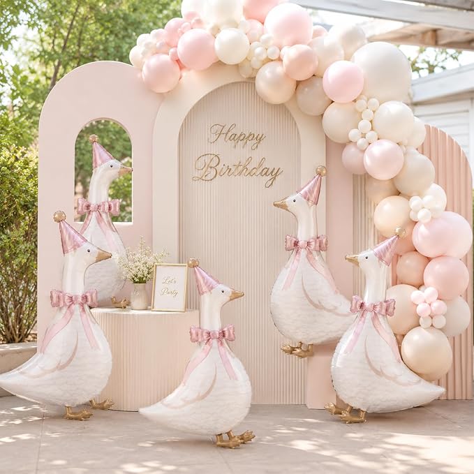 Pink Goose Foil Balloons, 30 Inch 5PCS Goose Birthday Party Decorations | Large - Image 8