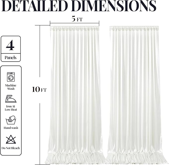 20x10ft Ivory Glitter Backdrop Curtain - Image 9