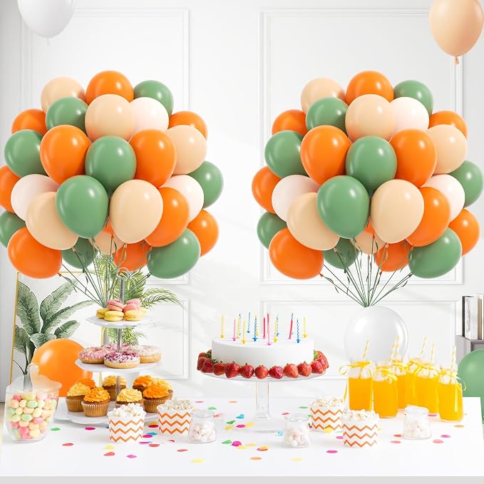 60pcs Green and Orange Balloons 12inch - Image 8