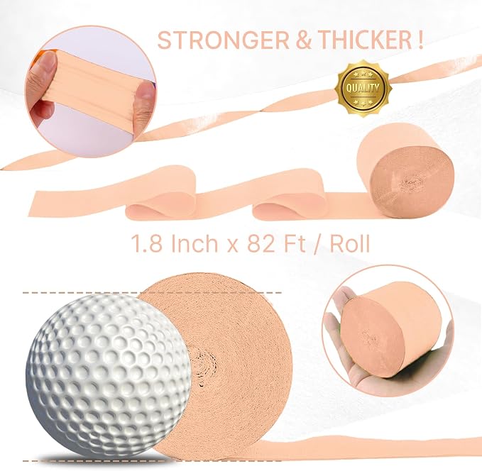 PartyWoo Crepe Paper Streamers 6 Rolls 492ft, Pack of Peach, Light Pink and - Image 6