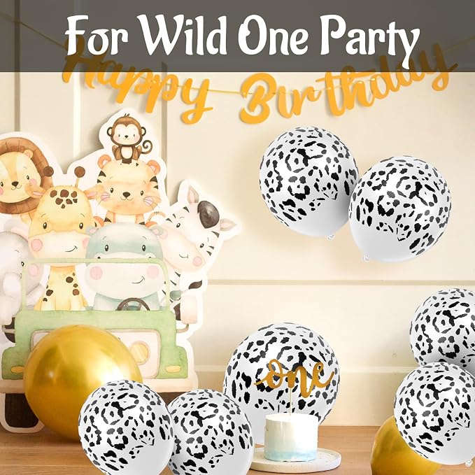Gejoy 36 Pcs Cheetah Balloons White and Black Leopard Print Balloons 12 Inch - Image 6
