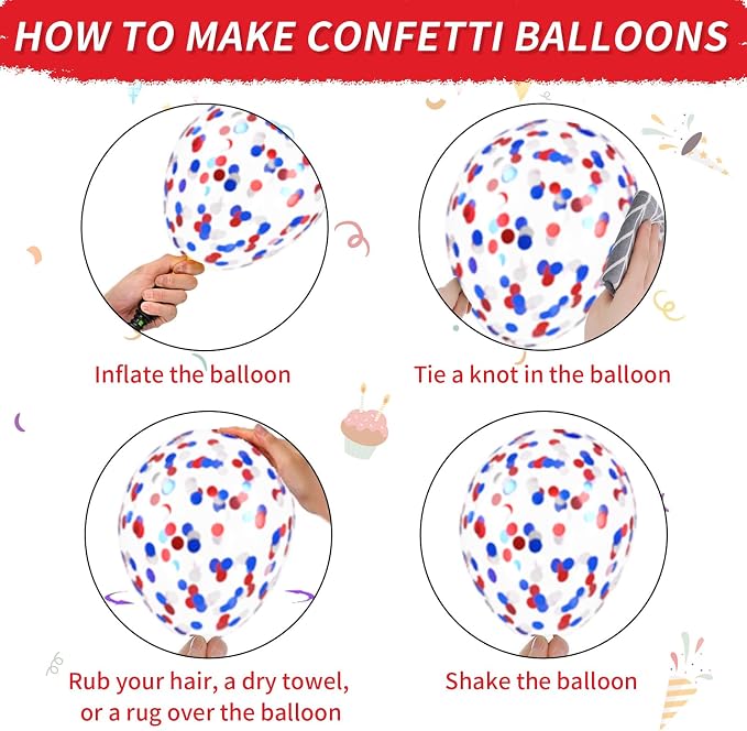 Red Blue Silver Balloons, Royal Silver Balloons Confetti Balloon - Image 7
