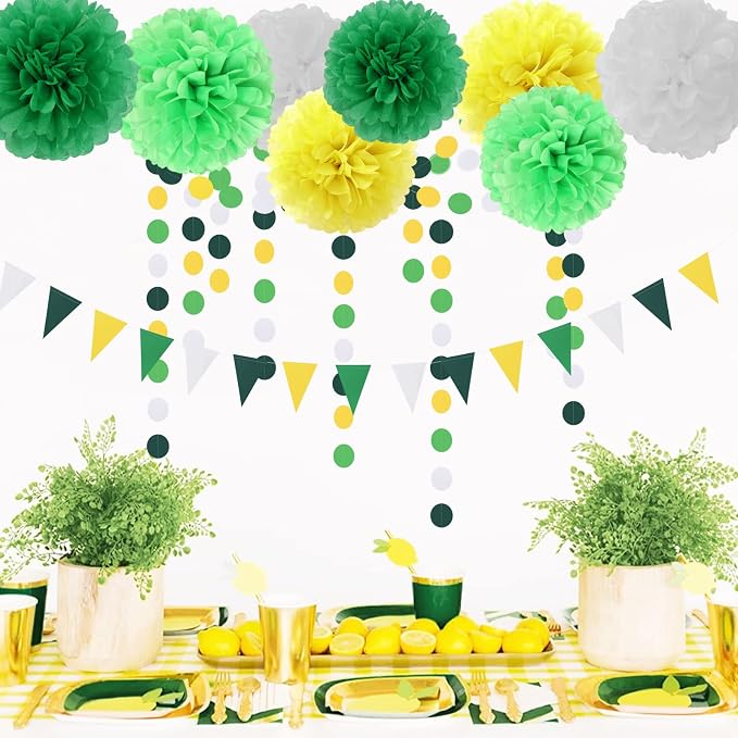 Yellow Green White Party Decorations - Image 7
