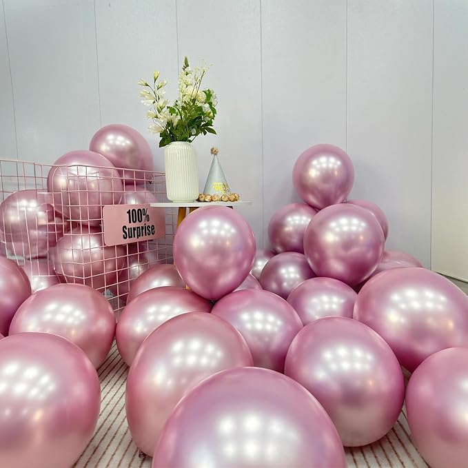 Jobkoo Metallic Pink Balloons, 12Inch Chrome Light Pink Balloons 30Pcs Light - Image 7