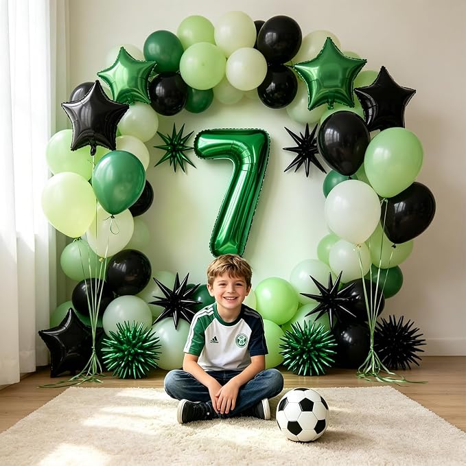 TONIFUL 7th Birthday Balloons Kit 40 Inch Dark Green Large Number 7 Balloon | - Image 6