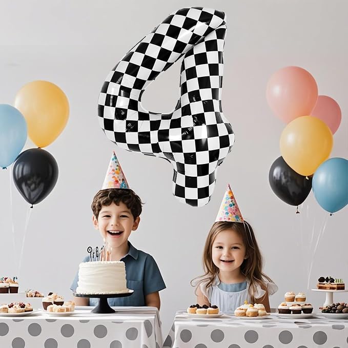 40 Inch Checkered Number Balloon - Image 5