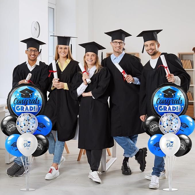 Kasyat 4 Set Blue and Black 2026 Graduation Table Centerpiece Balloon Stand Kit - Image 6