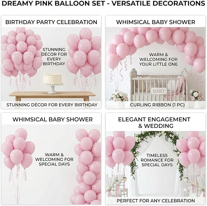40pcs Light Pink Balloons 12 Inch, Matte Pastel Baby Pink Balloons | Latex - Image 6