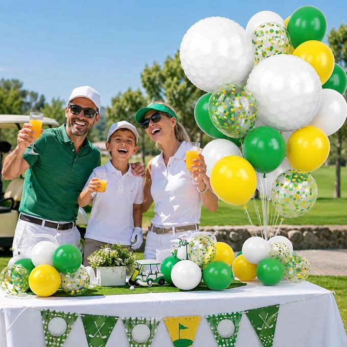 Golf Balloons for Sports Party Decor | 12 Inch Green Yellow Golf Theme Balloons - Image 9