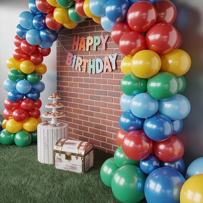 Red Green Blue Balloons, Star Colorful Confetti Gold Long Balloon - Image 7