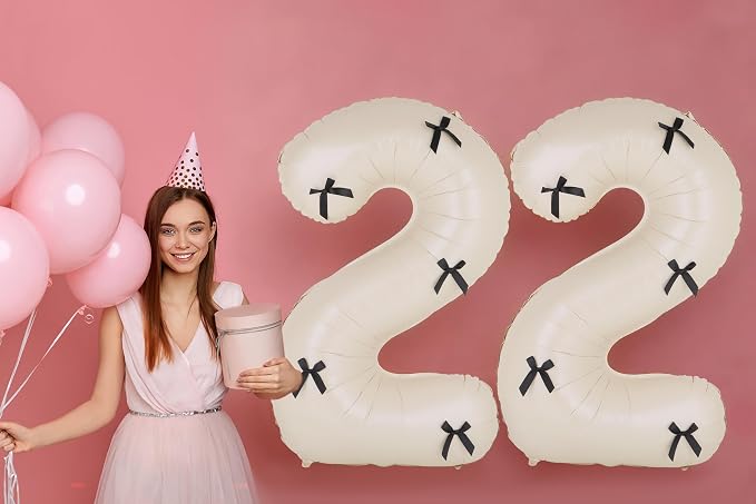 40 Inch Number Balloons with Bow Coquette Birthday Decorations Giant Number 1 - Image 7