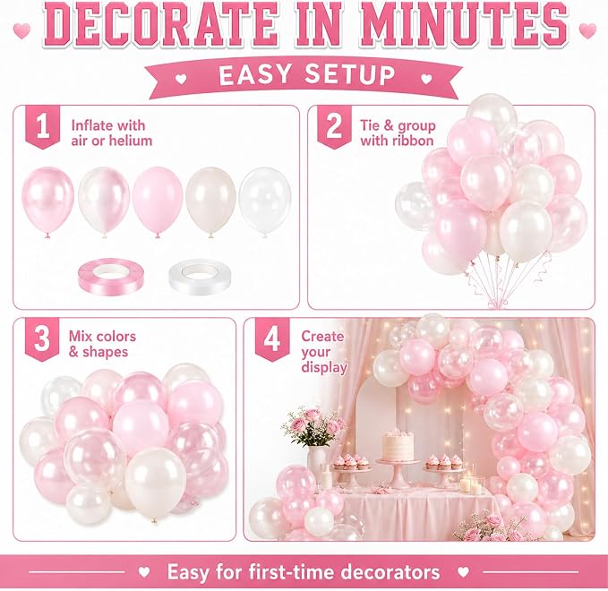 Pink Balloons, Gender Reveal Baby Shower Sweet Romantic Wedding Princess - Image 8