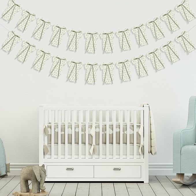 Weysat 2 Pcs Baby Clothes Banner Baby Boys Girls Shower Decorations Sage Green - Image 7