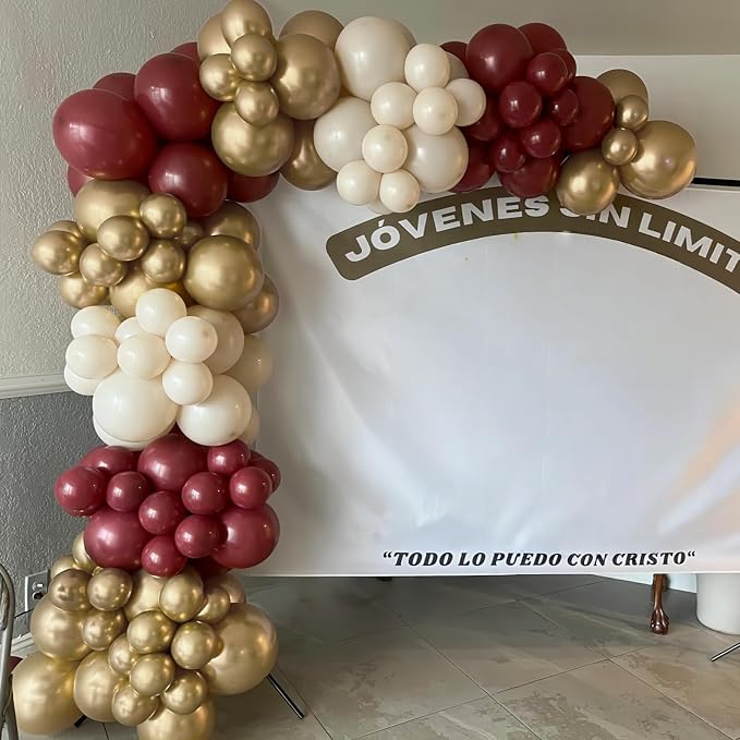 Burgundy and Gold Balloons - Image 9