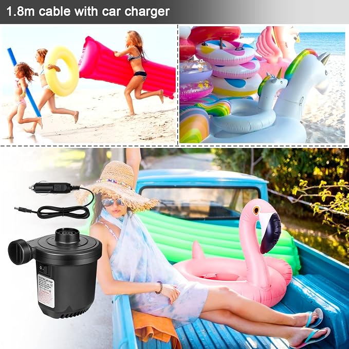 Air Pump for Inflatables, Portable Quick-Fill Electric Air Mattress Pump - Image 7