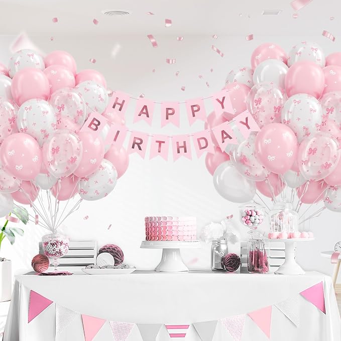 60pcs Pink Bow Balloons 12inch - Image 7