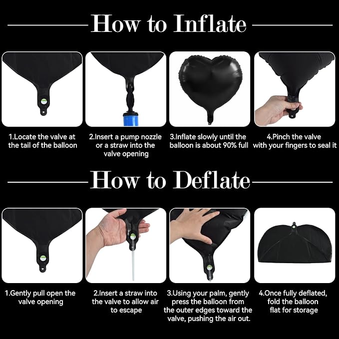 TONIFUL 15 Pack 18 Inch Matte Black Heart Foil Balloons – Black Mylar Heart - Image 6