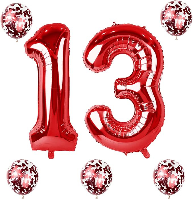 Red 13 & 31 Birthday Balloons - Image 8