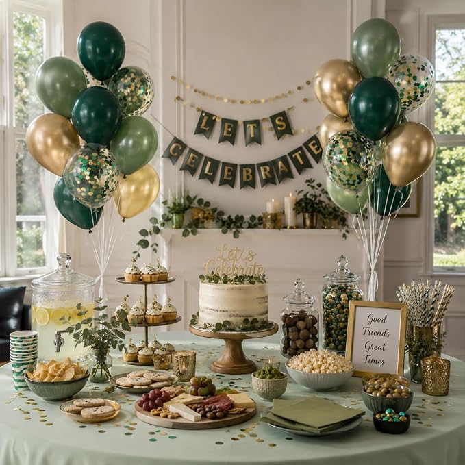 60pcs Green and Gold Balloons 12inch - Image 7