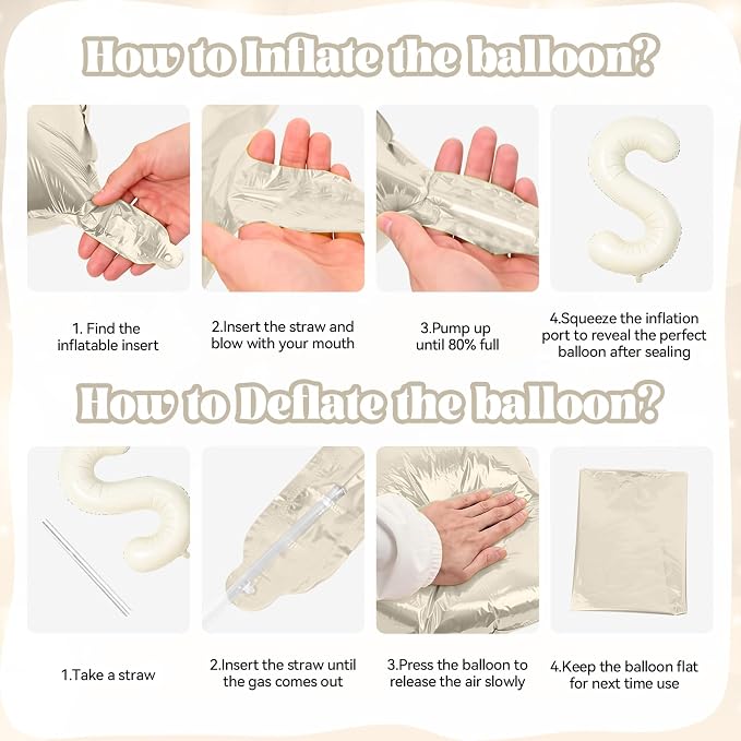 Biapian 40 Inch MRS Letter Balloons, Big Cream MRS Foil Balloons - Image 8