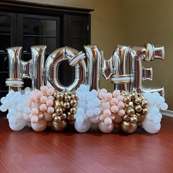 Silver HOME Balloons 40 Inch, Large HOME Letter Banner - Image 9