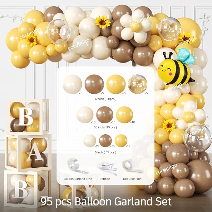 Cocomigo 257Pcs Bee Baby Shower Decorations, All-in-One Set - Image 8