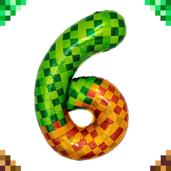Pixel & TNT Theme 40in Giant Number Balloons - Image 7