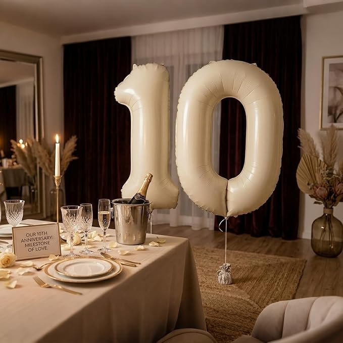 CARGEN 40 Inch Creamy White Number 0 Balloon Boho Neutral Party Decoration | - Image 9