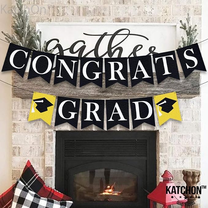 KatchOn Congrats Grad Banner Black | Felt, No DIY, Congrats Banner - Image 8