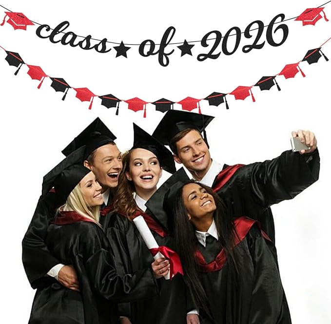 Black Red Graduation Party-Decorations Garland - Image 7