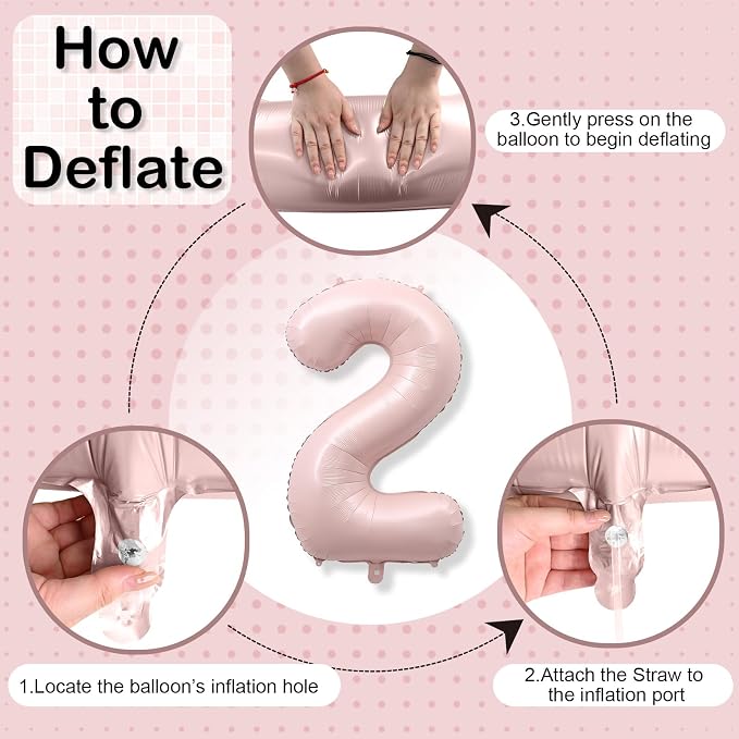 40 Inch 2 Balloon Number, Large Dusty Baby Pink Foil Number 2 Balloons Birthday - Image 9