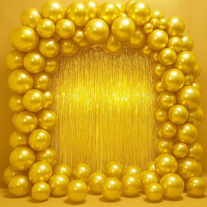 Voircoloria Gold Foil Fringe Backdrop Curtains, Birthday Party Decorations - Image 6