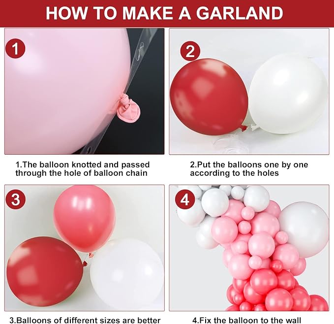 Red Pink Balloon Arch & Garland Kit - Image 7