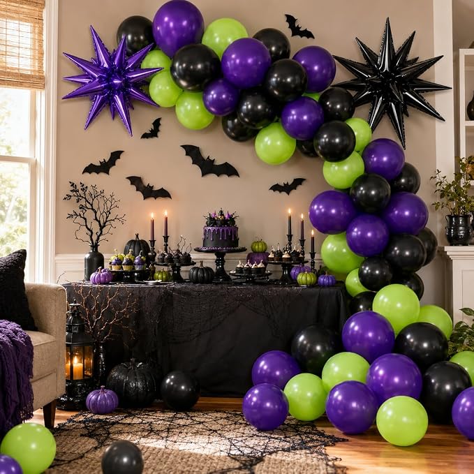 Purple Green Black Balloons, 12 Inch Fruit Green Dark Purple Black Balloons - Image 8