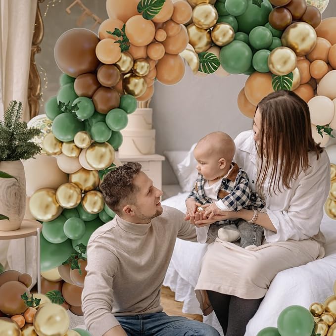 142PCS Sage Green Brown Safari Jungle Balloon Garland Kit - Image 9