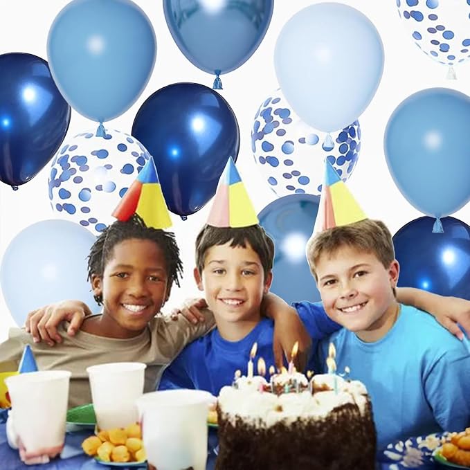 Blue Balloons, 12 Inch Double Stuffed Metallic Light Blue Mixed Latex Balloon - Image 8