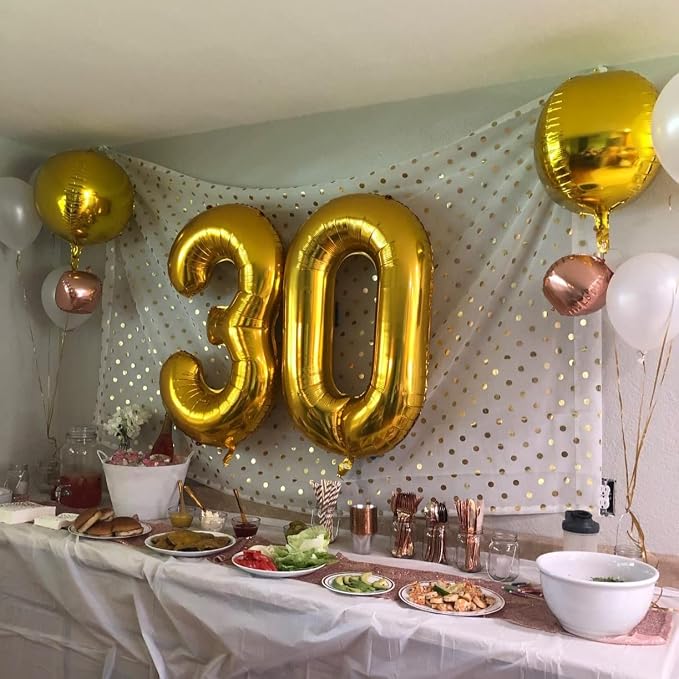 Gold Number 30 Balloons, 40 Inch Gold Mylar Foil Number 3 & 0 Balloons - Image 8